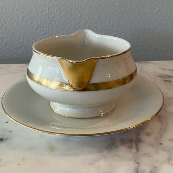 Vintage Theodore Haviland Gotham Gravy Sauce Boat with Attached Underplate - Picture 2 of 10